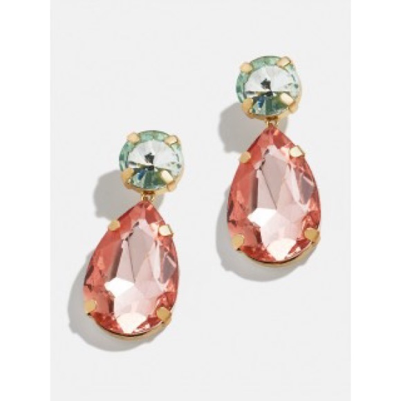 Baublebar Blush Crystal Statement Earrings Pastel Pink and Green